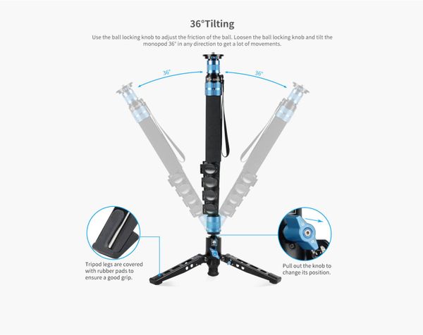 Chân đơn SIRUI P-325FL sợi carbon (Carbon fibre photo/video Monopod.) - Chính hãng
