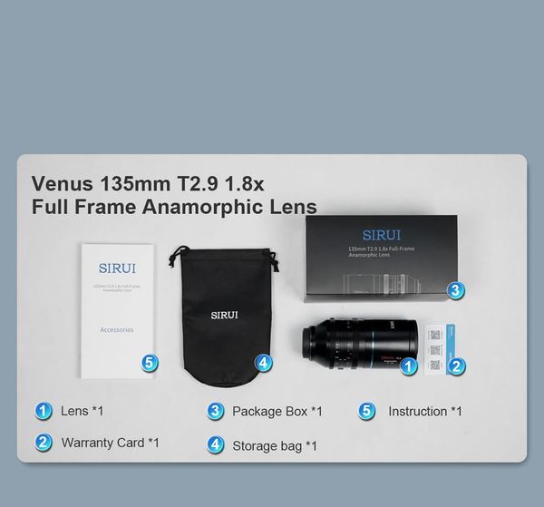 Ống kính Anamorphic SIRUI Venus 135mm T2.9 1.8x Fullframe dành cho Sony, Nikon, Canon - Chính hãng