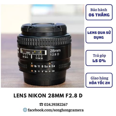 Lens Nikon 28mm F2.8 D  (Mới 98%)