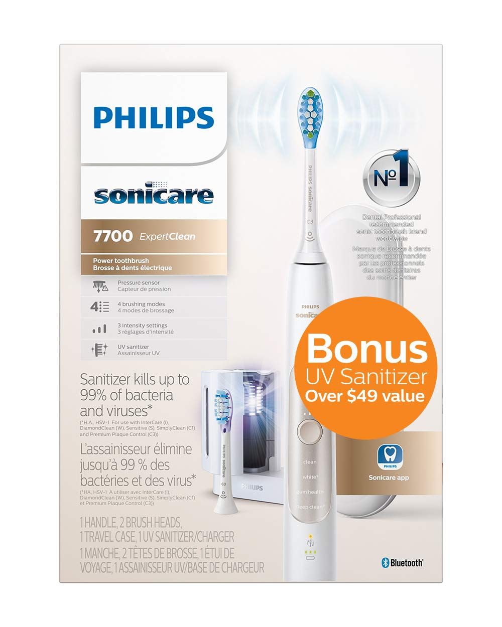  Bàn chải điện philips sonicare 7700 kèm máy khử trùng UV 