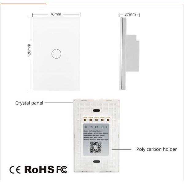  Công tắc thông minh tuya hình chữ nhật US - kết nối wifi - điều khiển nhà thông minh 