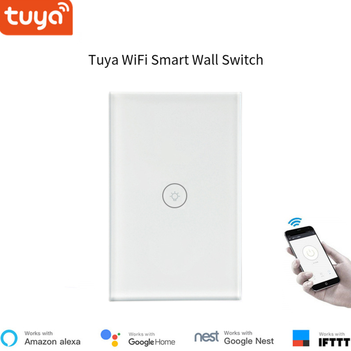  Công tắc thông minh tuya hình chữ nhật US - kết nối wifi - điều khiển nhà thông minh 