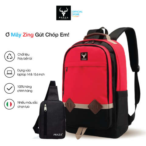 Combo Balo Thời Trang Học Đường Hàn Quốc PRAZA - BL167 & Túi Đeo Chéo PRAZA - DC095(ĐEN)
