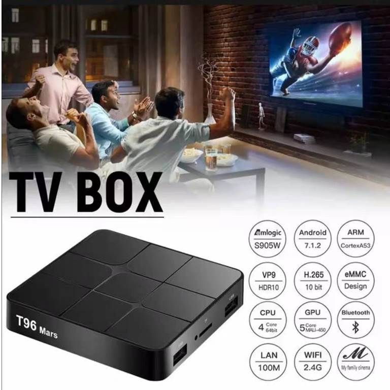 TVBOX T96 MARS BLUETOOTH HỆ ĐIỀU HÀNH ANDROID XEM TV CÁP VÀ PHIM HD MIỄN PHÍ (Bảo hành bởi 6 tháng)