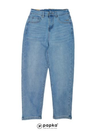 Quần jeans nữ lưng thun Papka 4057 form baggy xanh nhạt
