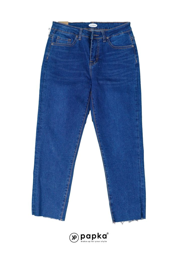Quần jeans nữ Papka 4067 xanh tua lai