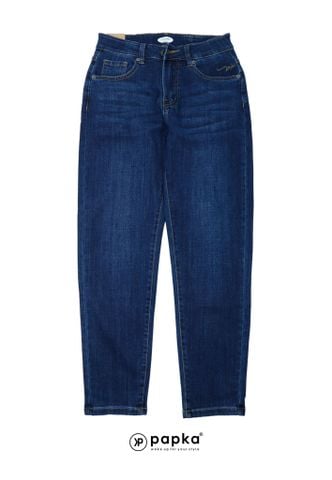 Quần jeans dài nữ Papka 4053 form regular xanh đậm