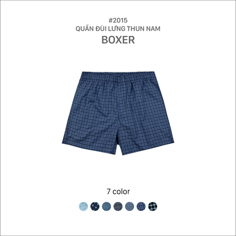 Quần cotton nam boxer mặc nhà Papka 2015 kẻ xanh dương đậm
