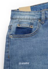 Quần jeans nữ Papka 4054 ống suông tua lai xanh nhạt