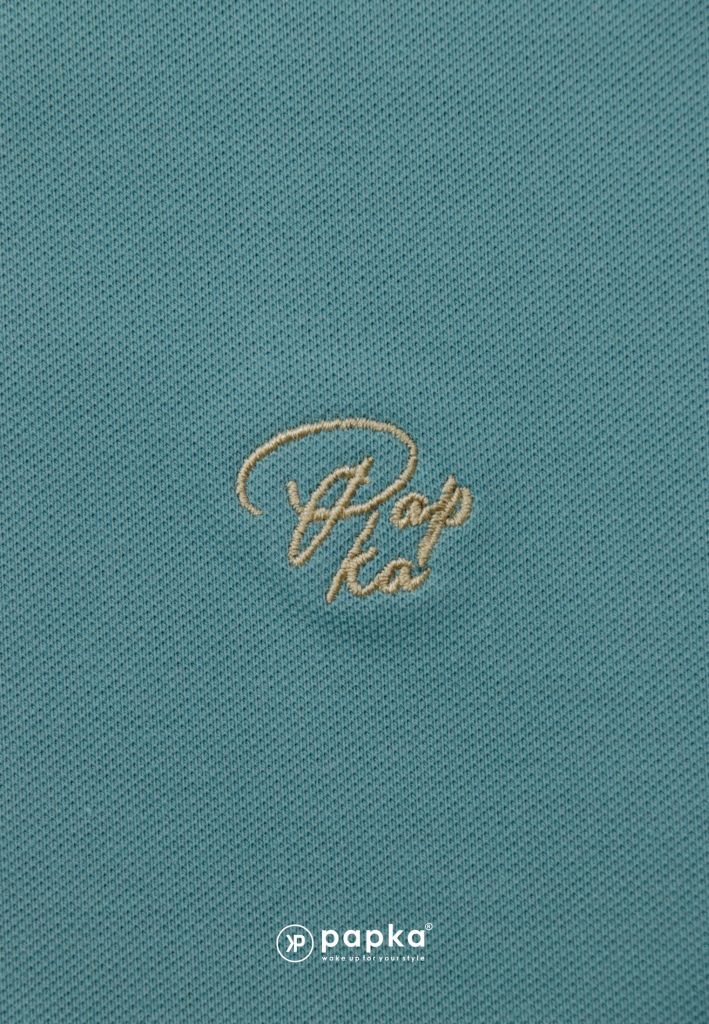 Áo nam Papka 1118 xanh ngọc logo thân áo