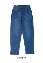 Quần jeans nữ lưng thun Papka 4057 form baggy xanh