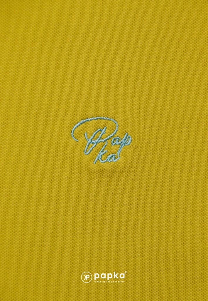 Áo nam Papka 1118 vàng logo thân áo