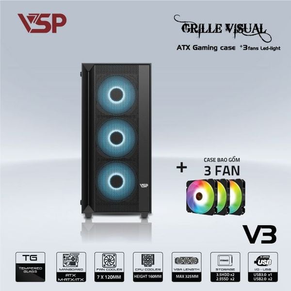 Case VSP MÁY TÍNH GAMING V3 - ĐEN