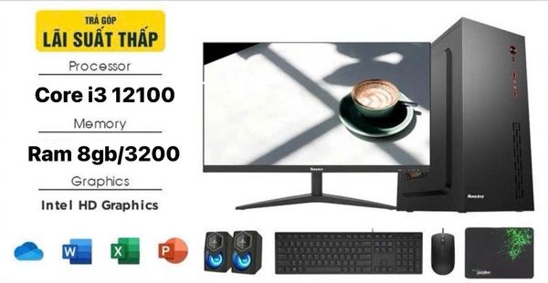 BỘ MÁY VP MTBDL VII  H610  I3 12100  RAM 8GB  SSD 256GB  MÀN HÌNH 24IN COMBO PHÍM CHUỘT