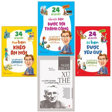  Bookset: Lời Nhắn Nhủ Từ Bậc Thầy Giao Tiếp Dale Carnegie (24 Bí Quyết Dẫn Bạn Tới Thành Công (Tái Bản) + 24 Bí Quyết Để Bạn Được Yêu Quý (Tái Bản) + 34 Bí Quyết Giúp Bạn Khéo Ăn Nói (Tái Bản) + Nghệ Thuật Xử Thế (Tái Bản)) 