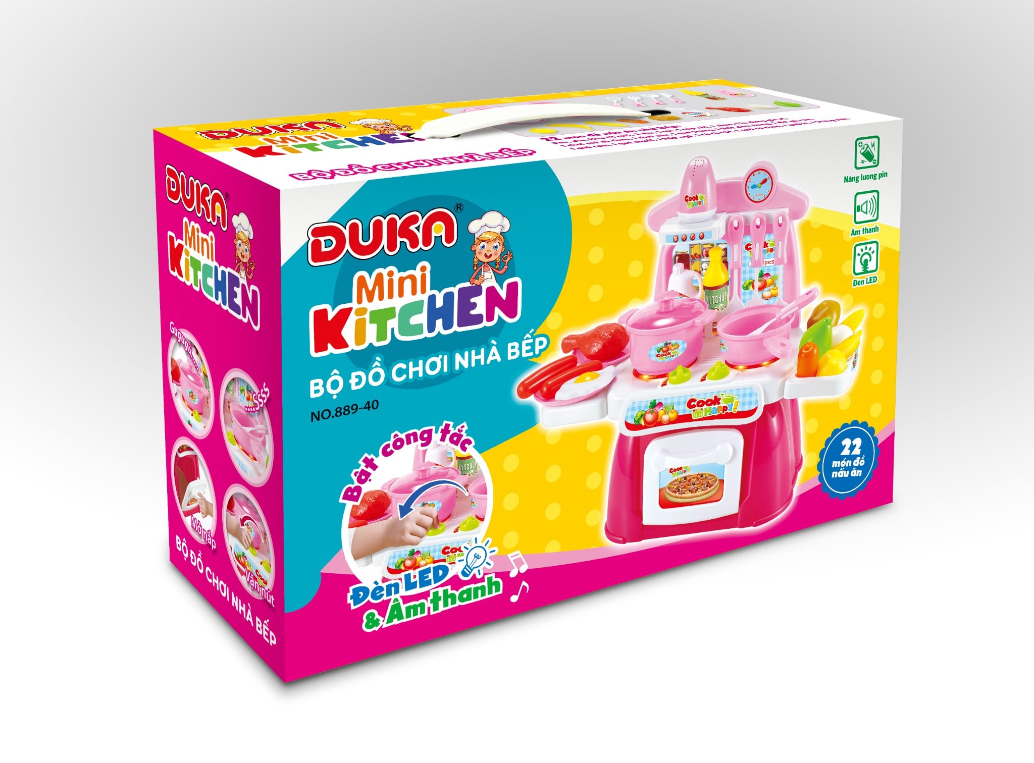 Đồ Chơi DUKA: Bộ Đồ Chơi Nhà Bếp Kết Hợp Ánh Sáng Và Âm Thanh - Màu Hồng