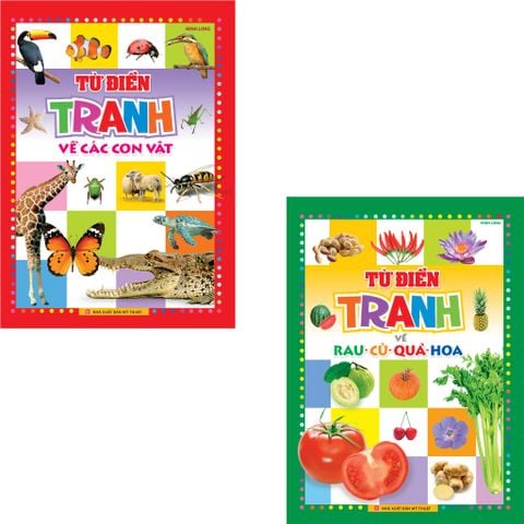  Combo 2 Cuốn: Từ Điển Tranh Về Rau - Củ - Quả - Hoa + Từ Điển Tranh Về Các Con Vật (bìa mềm ) 