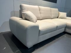 Sofa góc L bọc da màu trắng