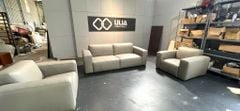 Bộ sofa 3 món bọc da bò nhân tạo