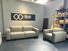 Bộ sofa 3 món bọc da bò nhân tạo