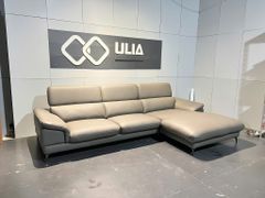 Sofa góc bọc da màu ghi - Giovani