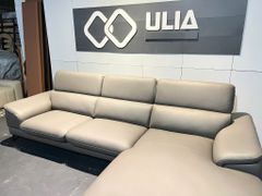 Sofa góc bọc da màu ghi - Giovani