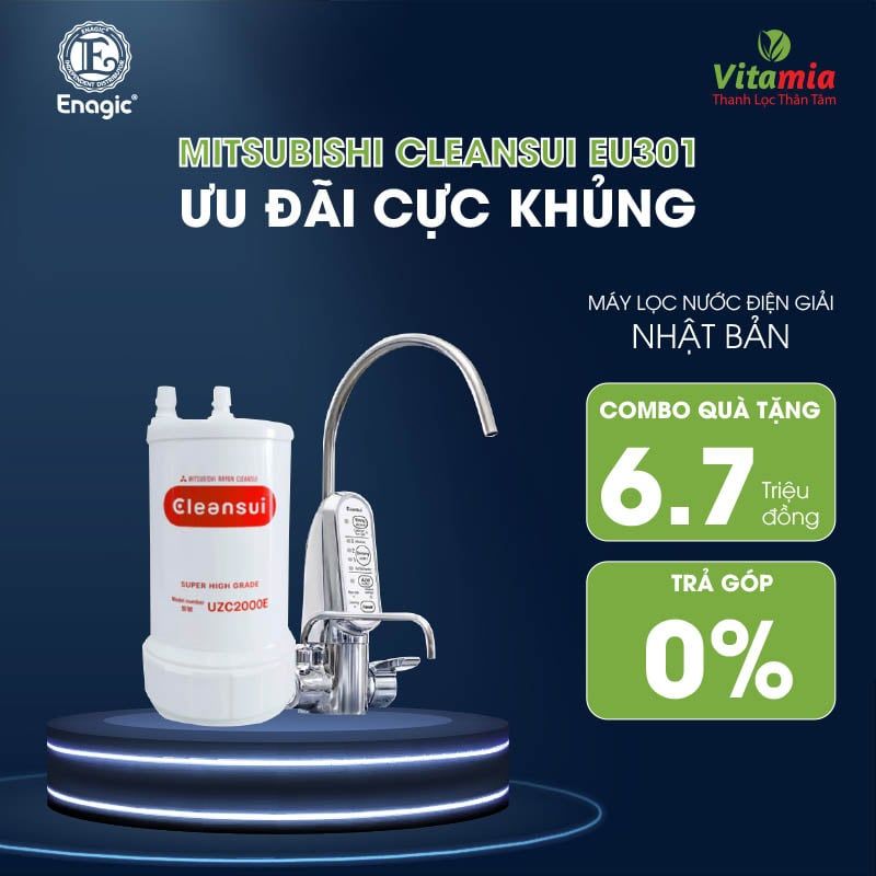  Máy lọc nước Mitsubishi Cleansui EU301 - Máy lọc nước ion kiềm chính hãng Nhật Bản 100% 