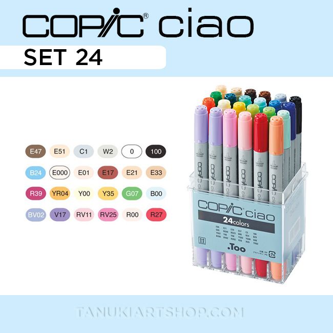 Too Copic Ciao 24 Colour Markers - Smooth Pens