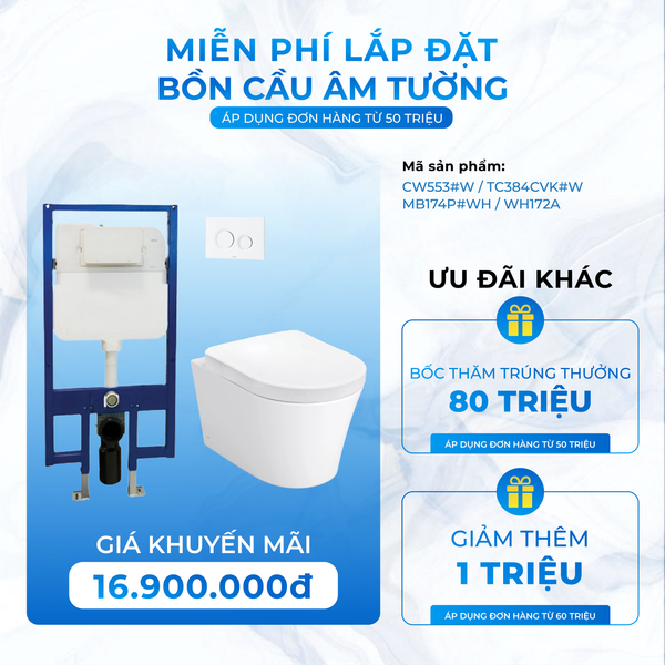 Bồn cầu treo tường CW553#W  TC384CVK#W  MB174P#WH  WH172A