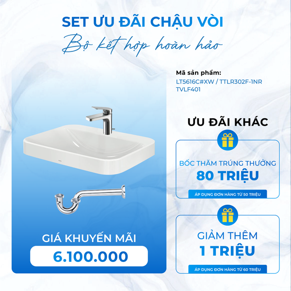SET Chậu Vòi LT5616C#XW  TTLR302F-1NR  TVLF401