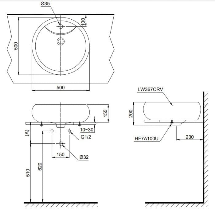 Chậu đặt trên bàn LT367CR