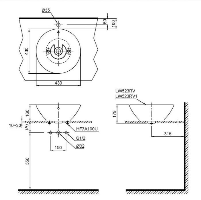 Chậu Lavabo TOTO LT523S (LT523R) Đặt Bàn Hình Tròn