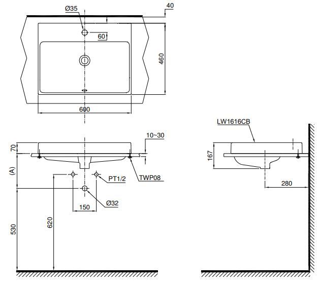 Chậu rửa đặt trên bàn L1616C
