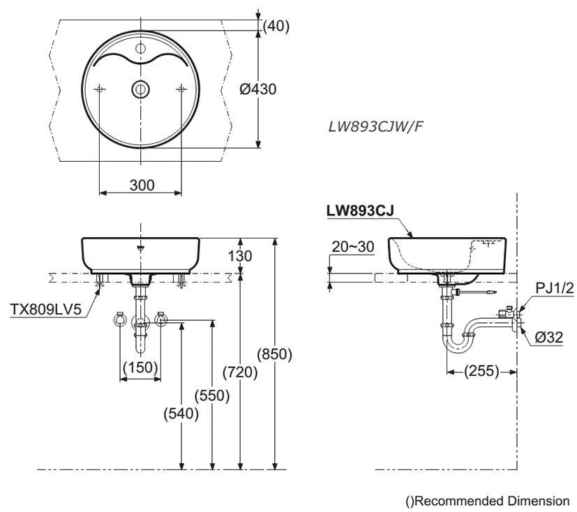 Chậu đặt trên bàn LW893CJW/F