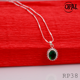  RP38-Bộ mặt và dây chuyền bạc đính đá ross Opal 