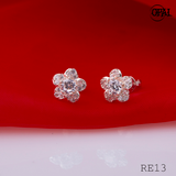  RE13- Hoa tai bạc đính đá Ross OPAL 