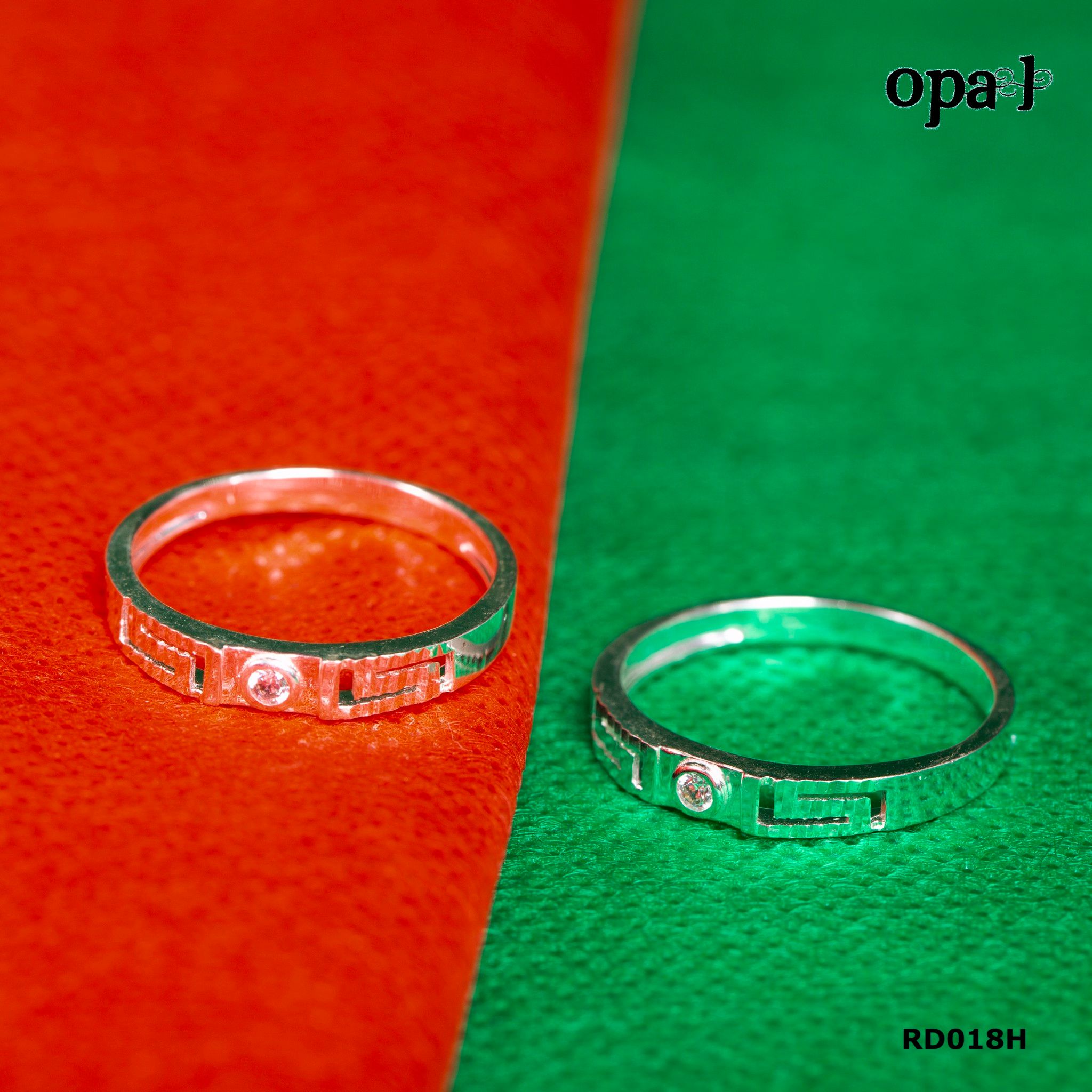  RD018H - Nhẫn đôi bạc cao cấp OPAL 