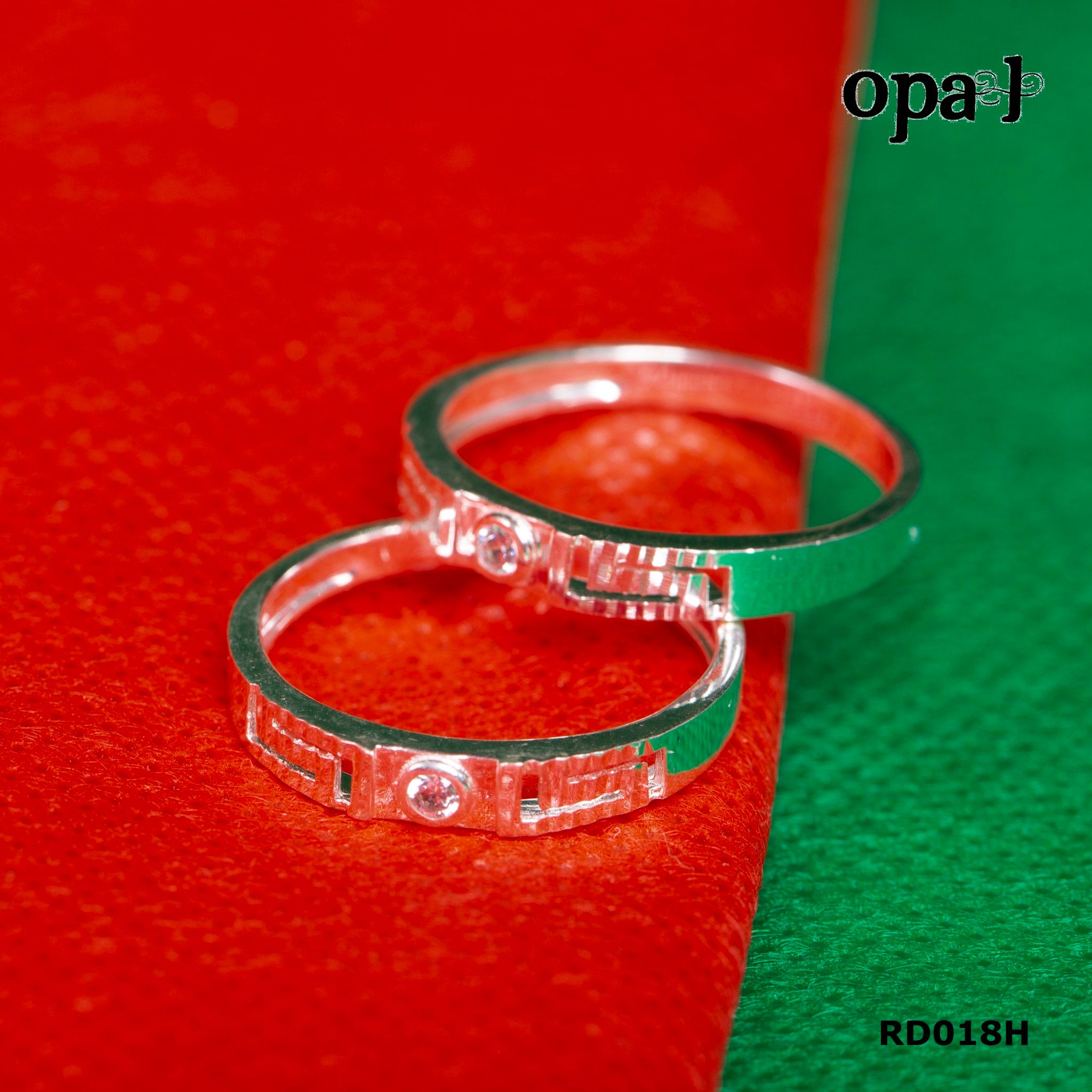  RD018H - Nhẫn đôi bạc cao cấp OPAL 