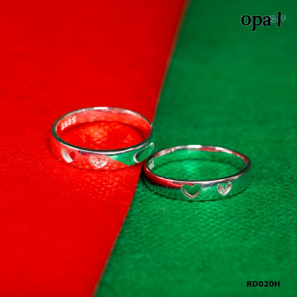  RD020H - Nhẫn đôi bạc cao cấp OPAL 