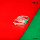  RD021H - Nhẫn đôi bạc cao cấp OPAL 