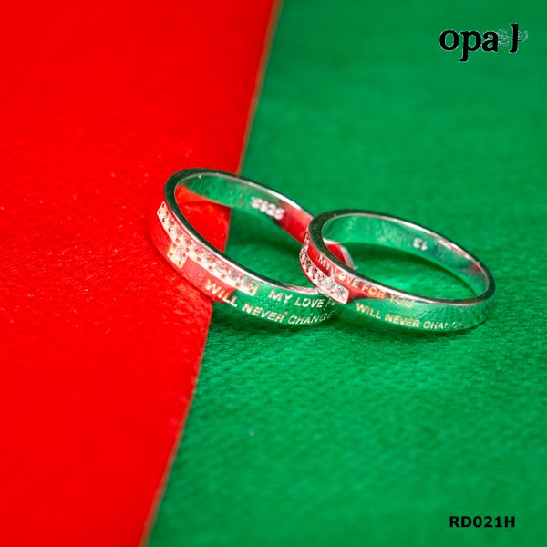  RD021H - Nhẫn đôi bạc cao cấp OPAL 