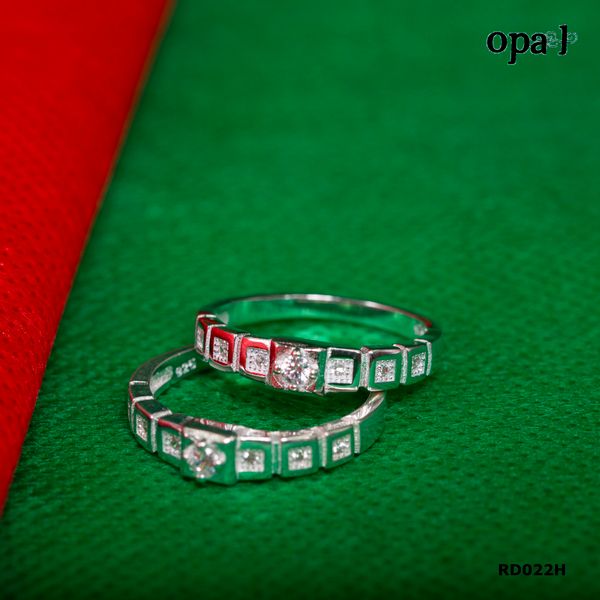  RD022H - Nhẫn đôi bạc cao cấp OPAL 