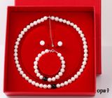  Bộ ngọc trai trắng 8li đính đá mã não 10 li phong thuỷ dành tặng Mẹ thương hiệu Opal 