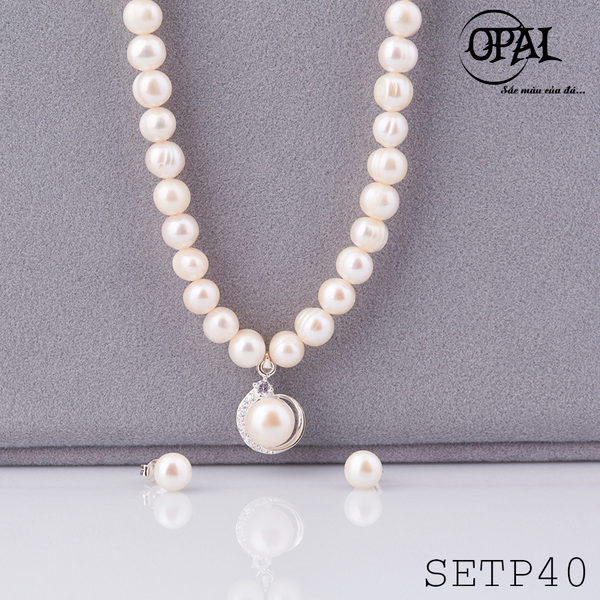  SETP40- Bộ trang sức ngọc trai tự nhiên OPAL 