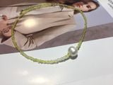  Vòng cổ Choker hạt Pha lê kết hợp Ngọc trai phong cách trẻ trung Opal 