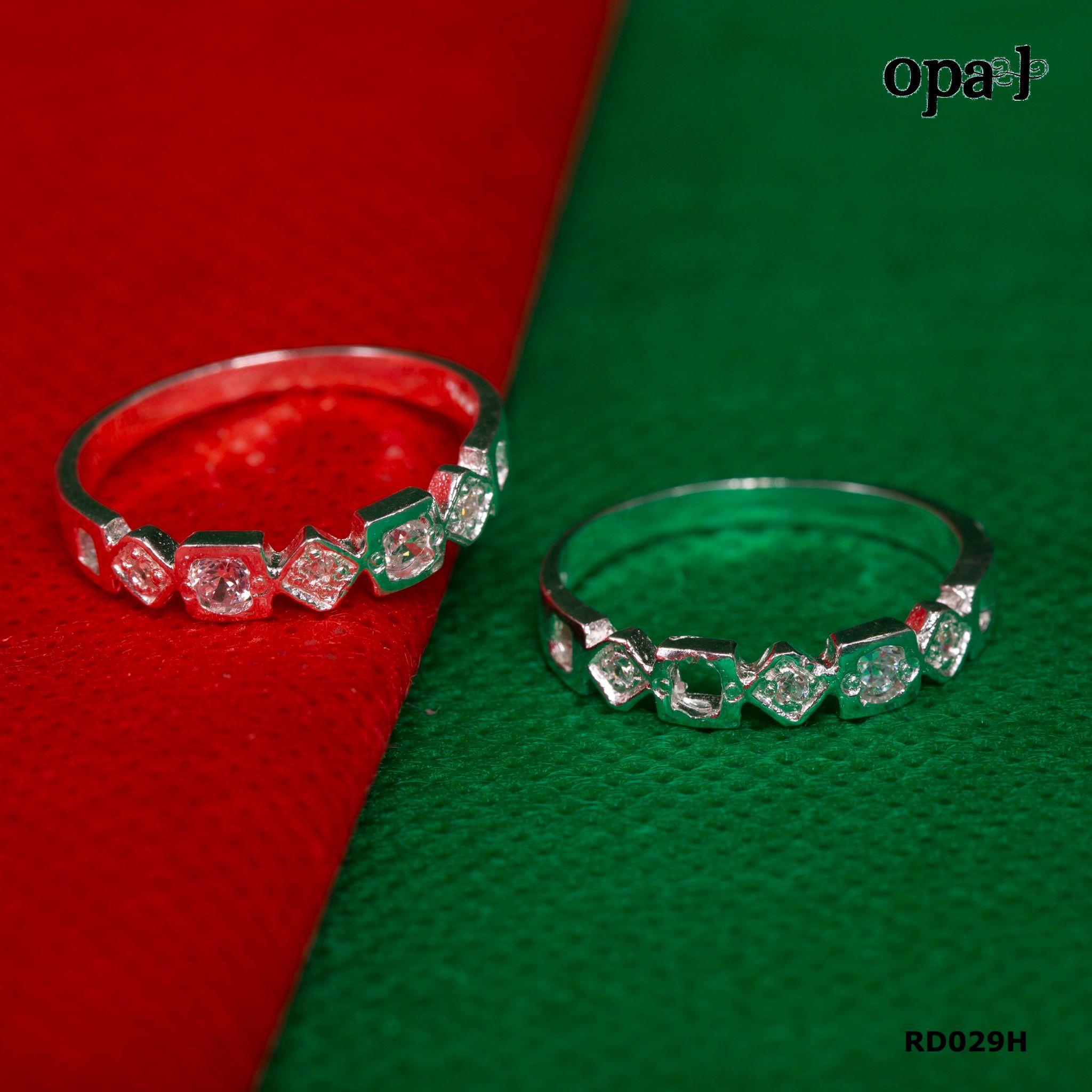  RD029H - Nhẫn đôi bạc cao cấp OPAL 
