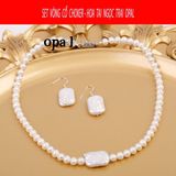  Set Vòng cổ Choker Ngọc Trai và Hoa tai Ngọc Trai siêu cá tính 