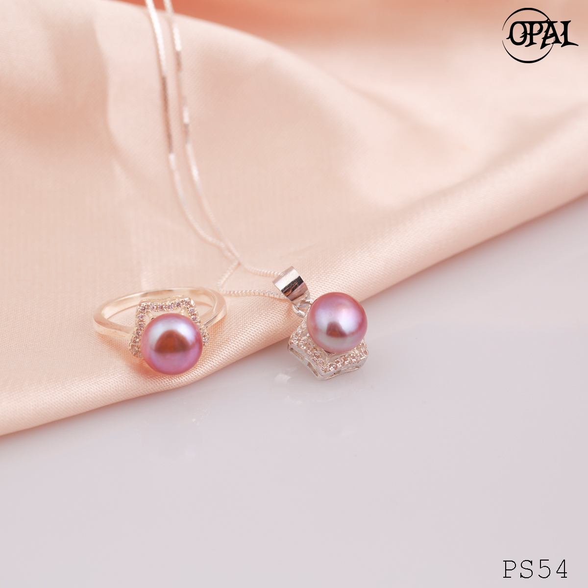  PS54-Bộ trang sức bạc đính ngọc trai OPAL 