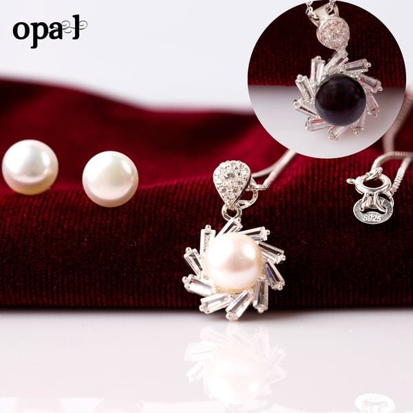  SET DÂY CHUYỀN VÀ HOA TAI NGỌC TRAI THƯƠNG HIỆU OPAL HT2 