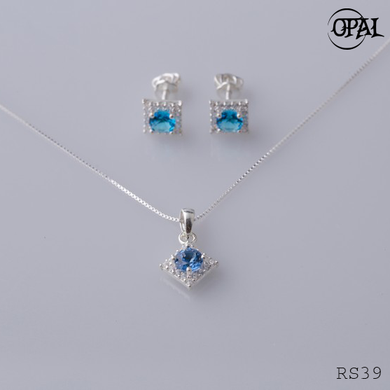  RS39-Bộ trang sức bạc đính đá ross OPAL 